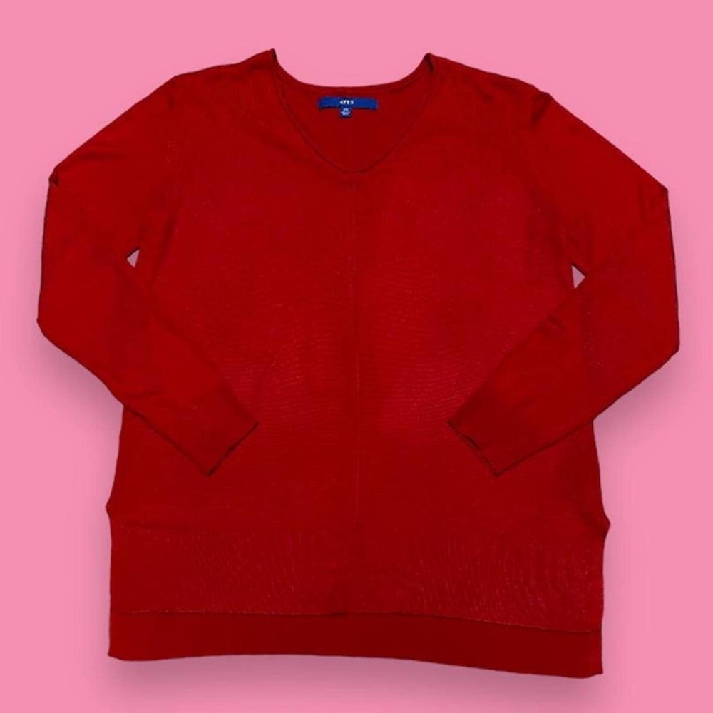Apt. 9 Pullover Red V-Neck Lightweight Sweater Size XS